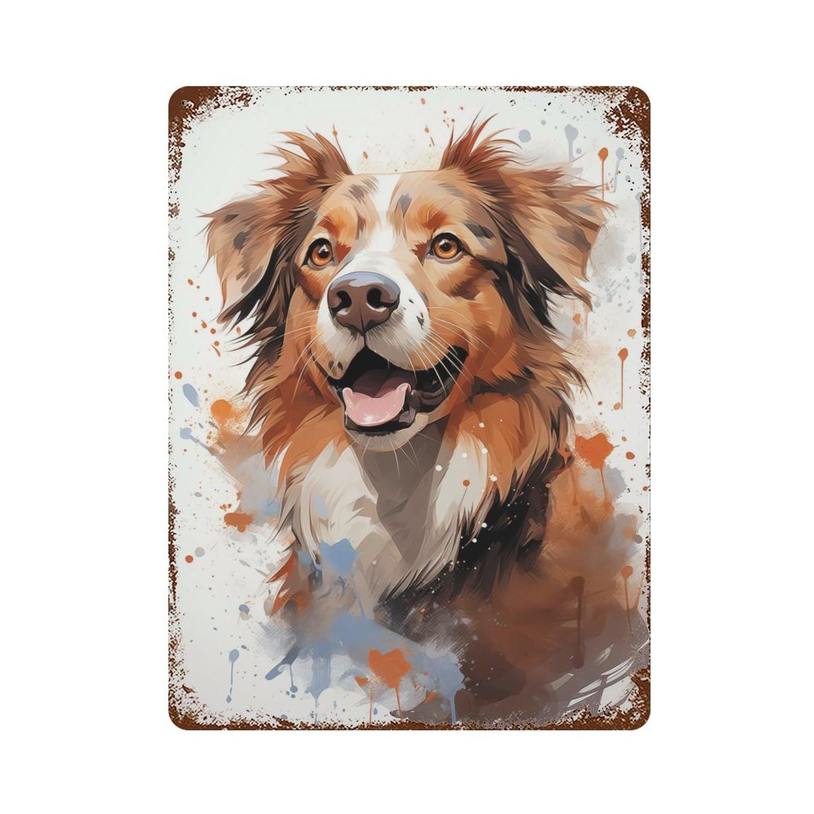 Australian Shepherd 2 Rust Effect Tin Sign 15.7"x11.8", Ideal for Cafe, Home Bar And Lounge Decor
