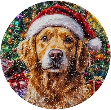 DWYIZMOT Metal Sign Christmas Dog Vintage Round Metal Tin Sign Retro for Winter Wreath Home Yard Garden Bar Cafe Decor 8 Inch