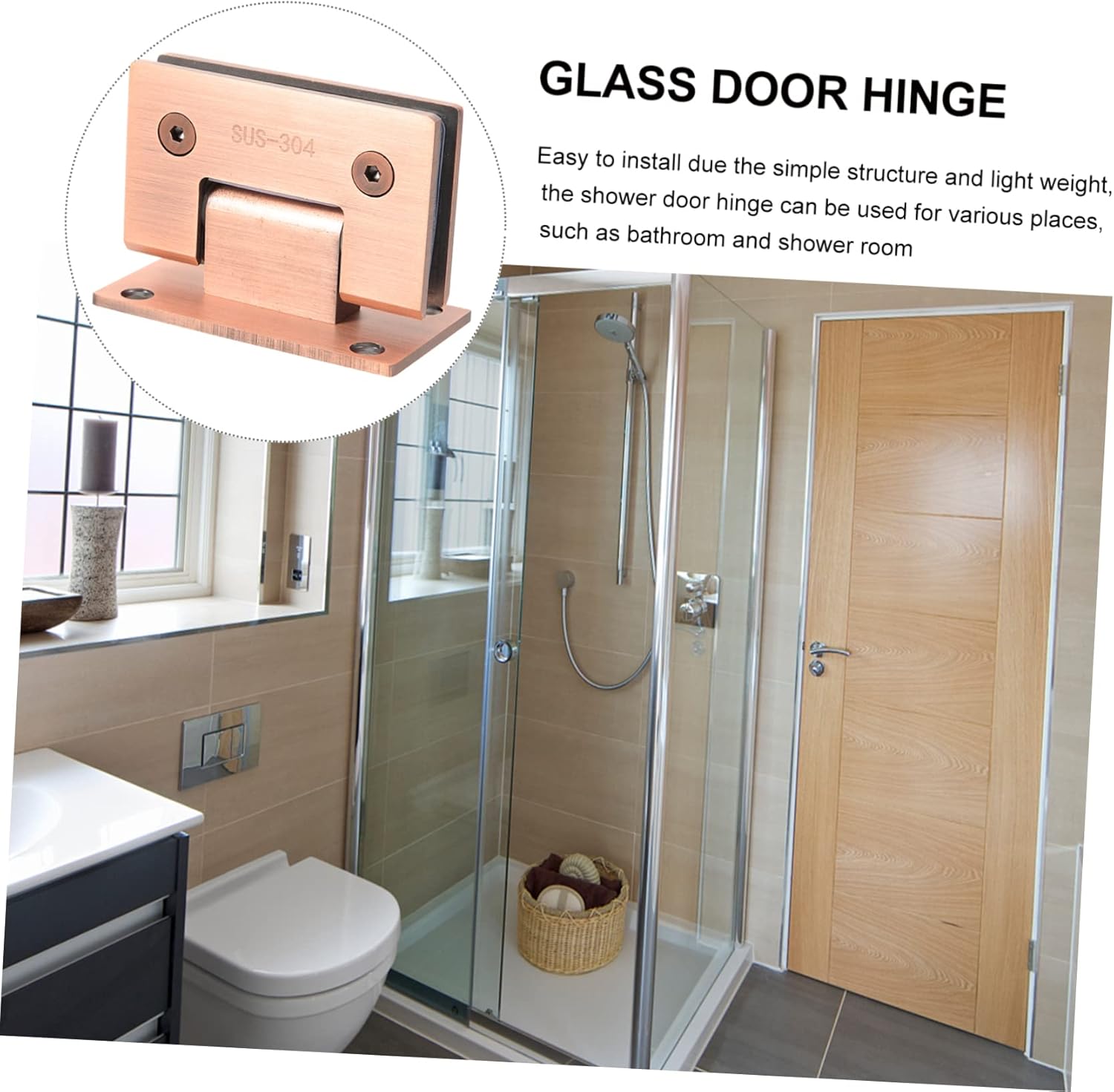 Stainless Steel Hinge for Glass Shower Door Steel Swing Frameless Door Hinge Hardware Accessory