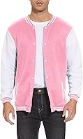 babyhealthy Men's Varsity Baseball Bomber Jacket - Lightweight Slim Fit Windbreaker Button Down Letterman