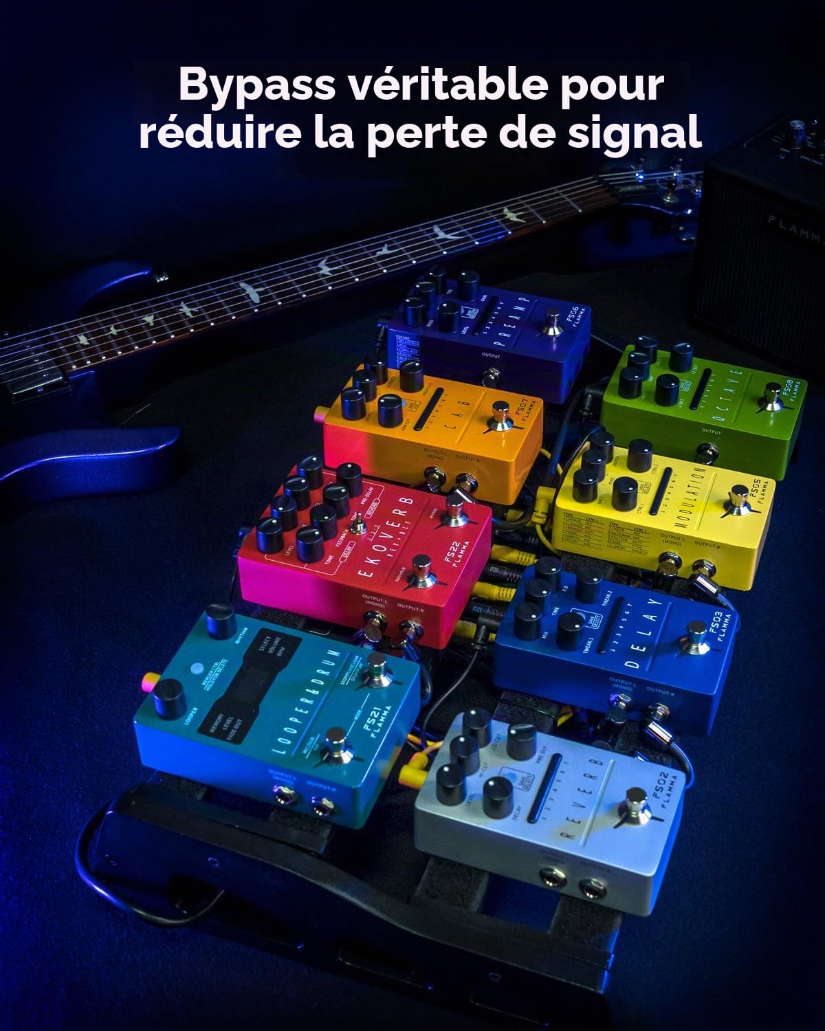FLAMMA Pédale multi-modulation FS05 effets stéréo 7 emplacements stockables 11 effets de modulation True Bypass