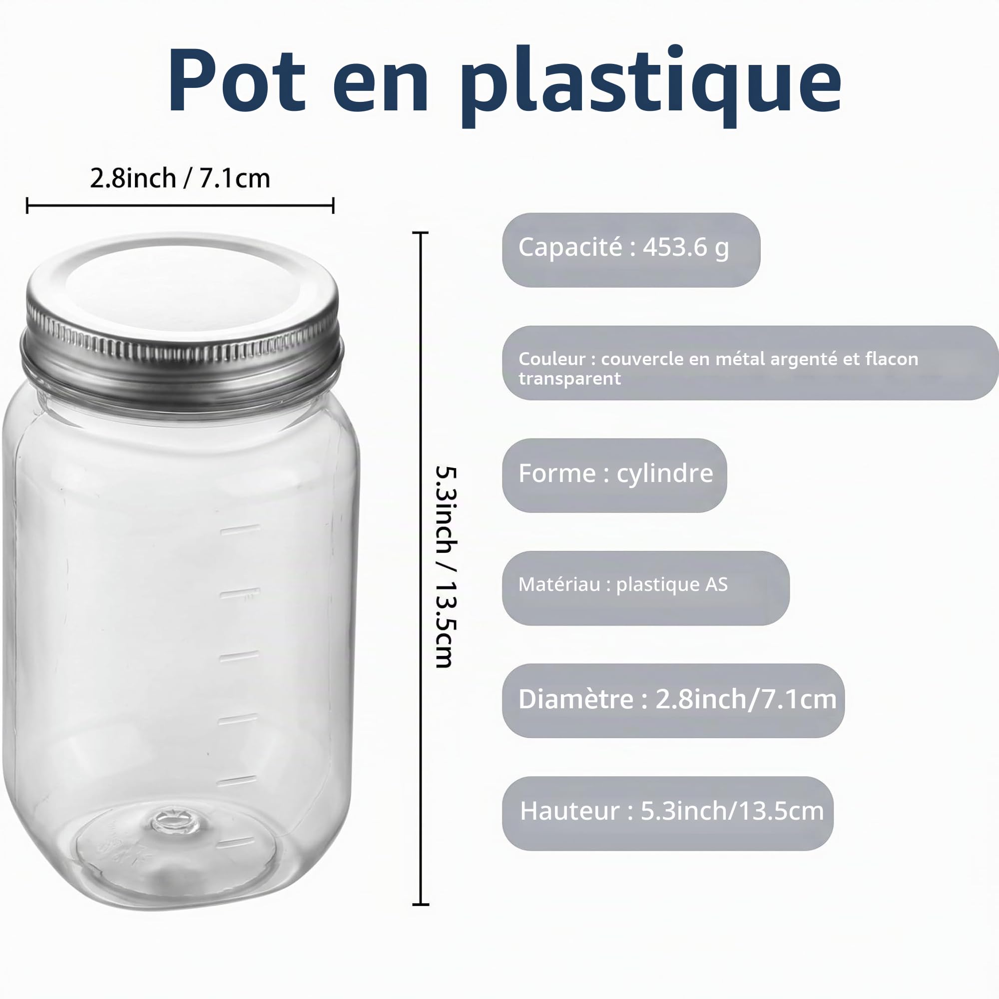 novelinks pot en plastique transparent de 16 oz avec couvercle rotatif - récipient de stockage de boue en plastique réutilisable, rond et vide - sans bisphénol A (paquet de 10)