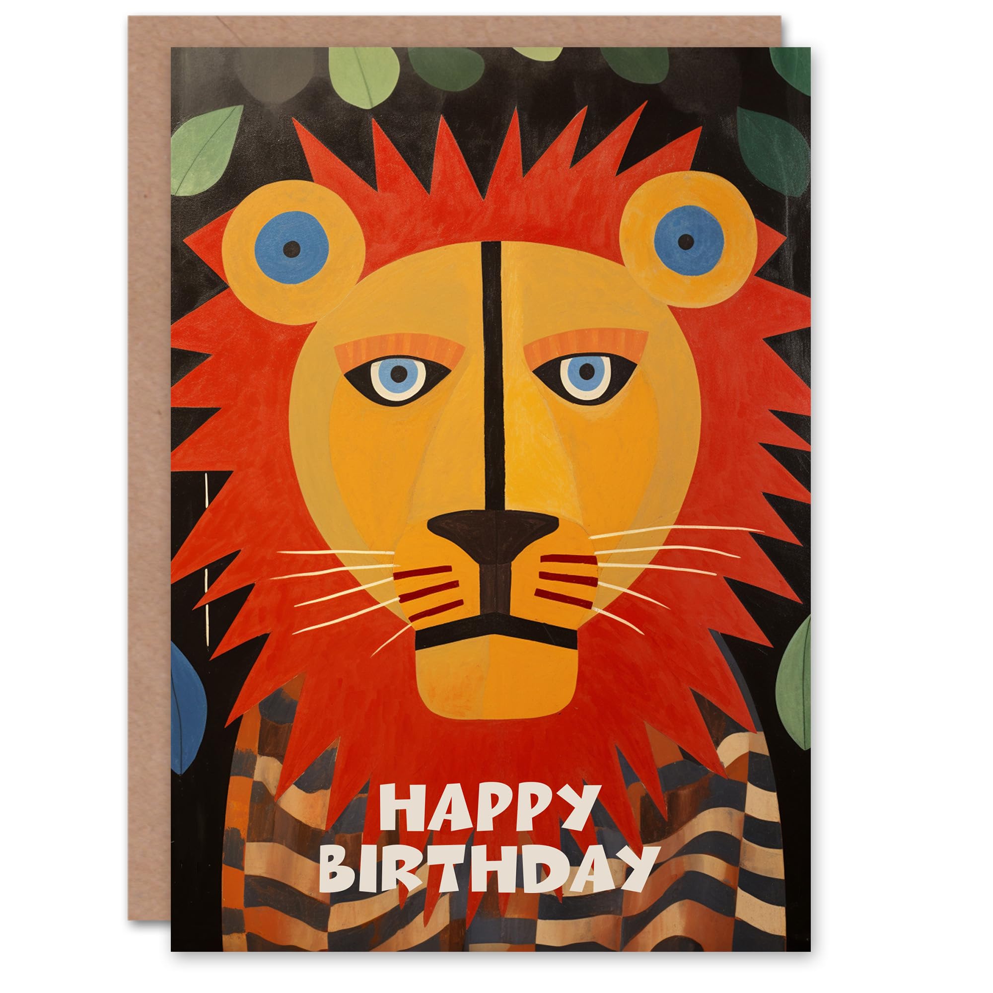 Artery8 Kids Birthday Card - Lion Face - Orange
