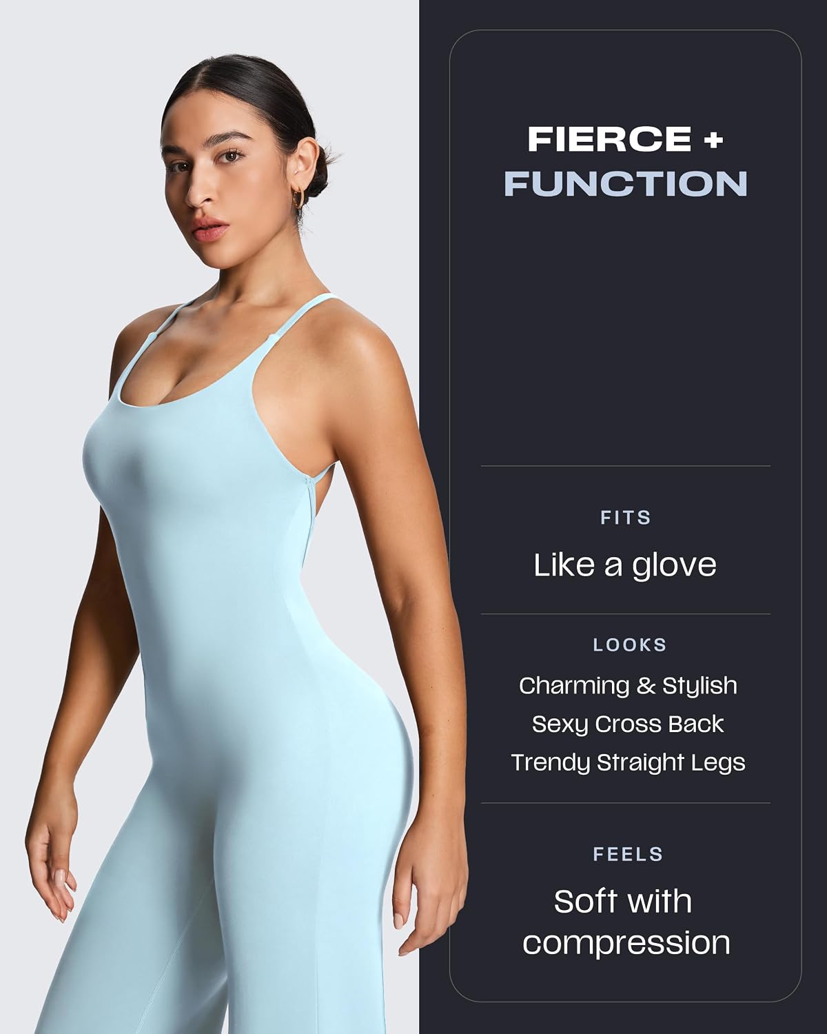 Aoxjox Workout Athlenza Jumpsuit for Women Straight Leg Cross Back One Piece Lumastretch™ Gym Yoga Sports Bras Jumpsuits