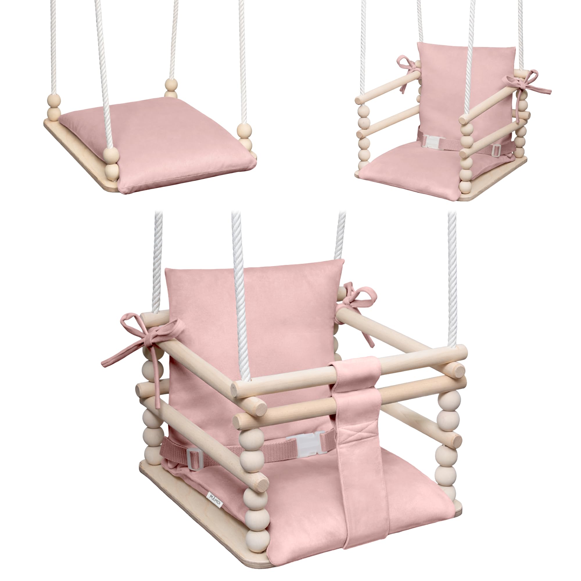 MAMOI® Babyschaukel 3 in 1 + Sicherheitsgurt | Höhenverstellung 190 – 260 cm | Kinderschaukel | Kinderschaukel | Babyschaukel Innen Außen | CE | 100% umweltfreundlich | Hergestellt in der EU