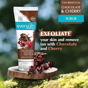 Everyuth Naturals Pure & Light Tan Removal Choco Cherry Scrub, 50Gm, Bottle
