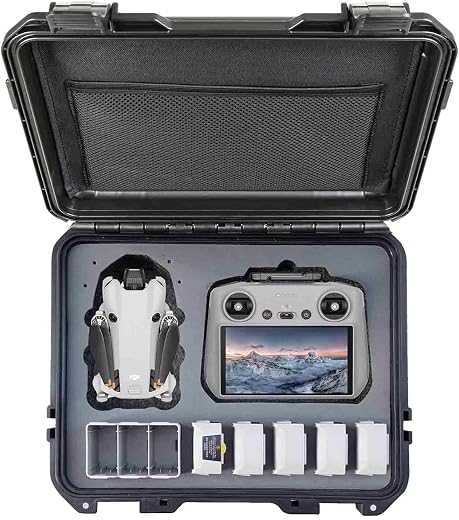 KELY PURE Waterproof Hard Case for DJI Mini 3 or Mini 4 Pro, IP67 Shockproof Dustproof Drone Carrying Case with Custom Foa...