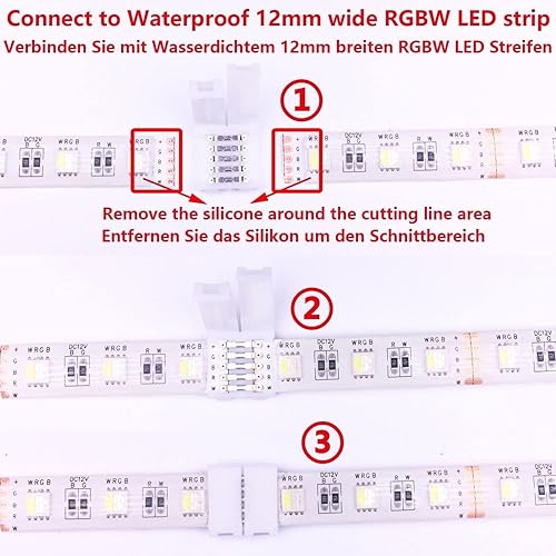 Miniatura 3 de Conector de tira LED RGBW de 5 pines de 0.472 in de ancho RGBW 5050 Conector de cinta LED RGBW Cinta LED Conector de 5 conductores RGBW LED Conector