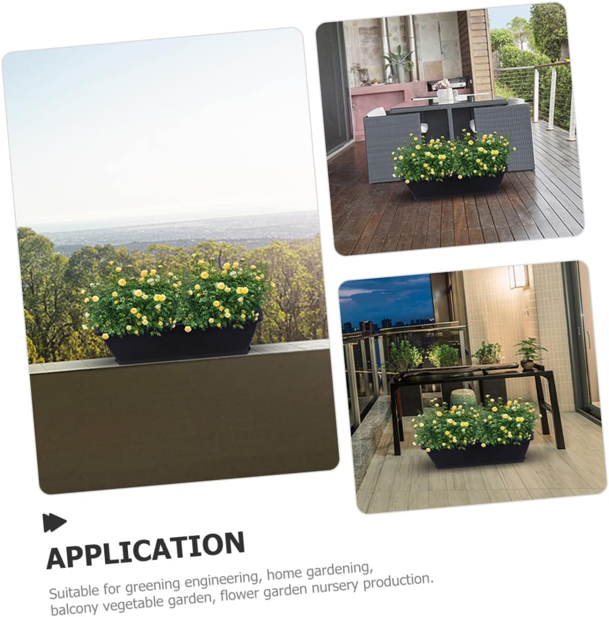 5sets Rectangular Planters with Trays Garden Pots for Vegetables and Flowers Durable Design for Porch Balcony and Home Decor