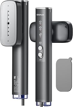 OGHom Steamer for Clothes, 110-240V Travel Steamer & Iron 2 in 1, 1000W Powerful Steam, Portable Handheld Garment Wrinkle Remover, 30s Fast Heat-Up with Dry& 2-Steam Control, for Global & Europe-Black
