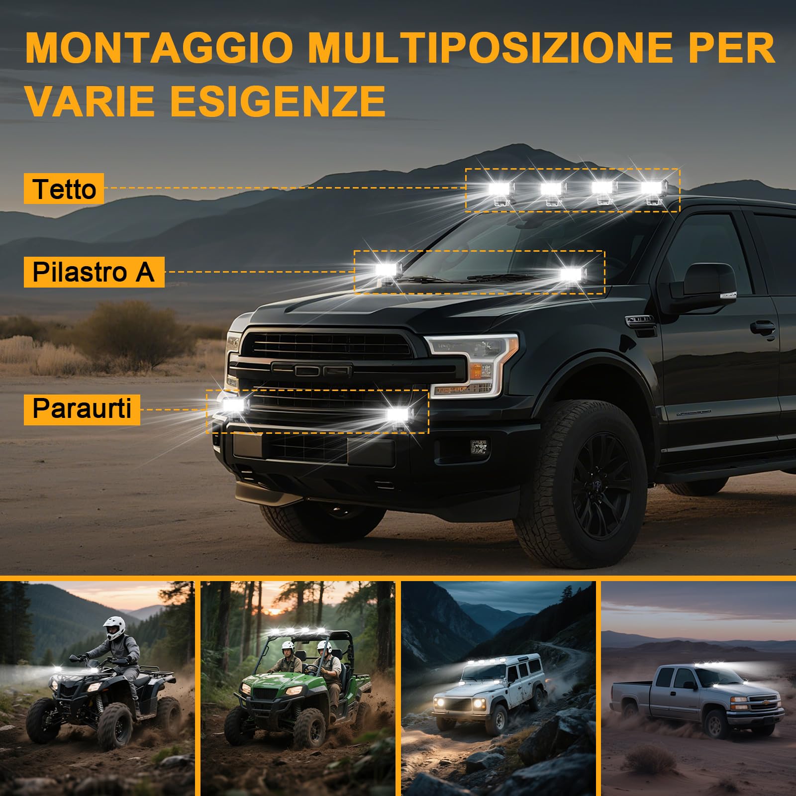 antom 2 pezzi fari led trattore 172W 9-60V 20400 Lumen faro LED IP68 impermeabile faretti led 12v per escavatori, trattori, rimorchi, ATV, camion, veicoli fuoristrada, moto