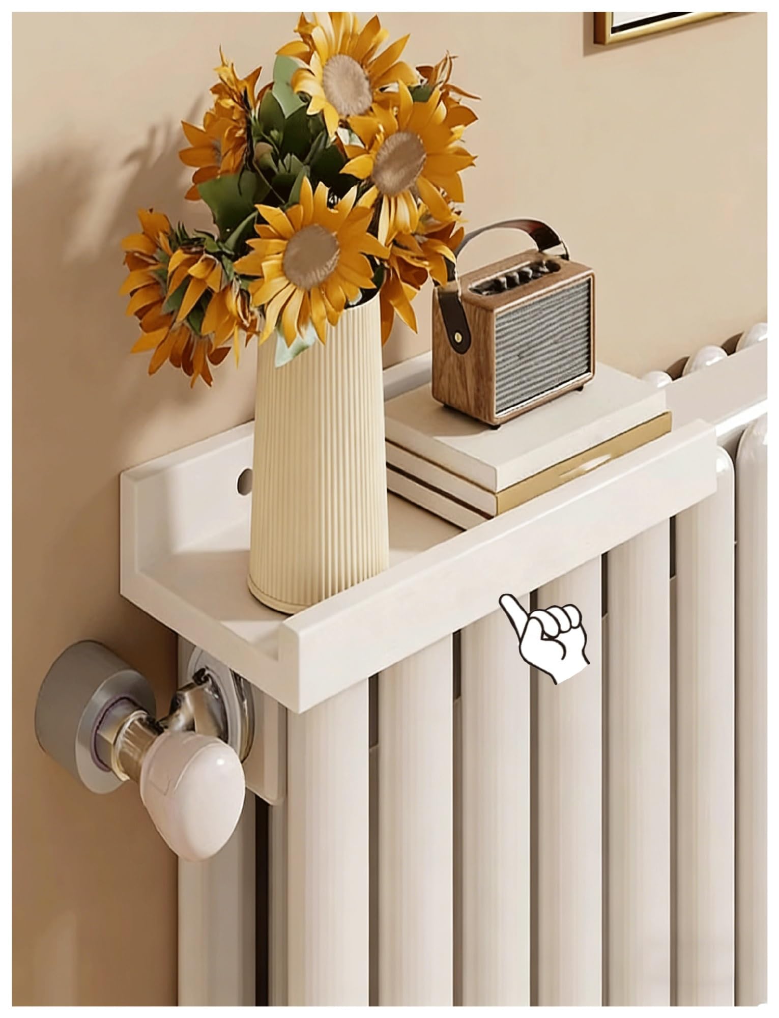 Étagère flottante pour radiateur pour habiller un mur vide en bois