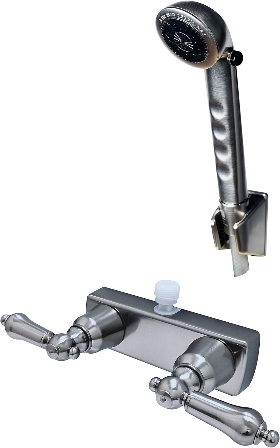 Laguna Brass 3221BN/4120BN RV/Motorhome Replacement Non-Metallic Two Handle Shower Faucet Valve Diverter with Matching Hand Held Shower Set Brushed Nickel Finish