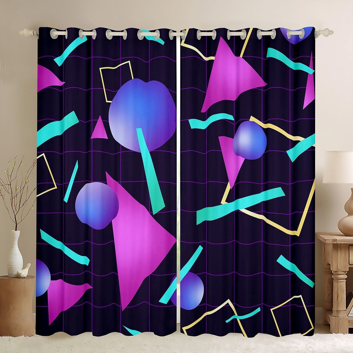 Pink Floral Blackout Curtains,Black and White Stripes Curtains,Teens Girls Pink and Black Window Curtains,Rose with Butterfly and Leaves Curtains & Drapes Stylish Fresh Flowers Window Treatments