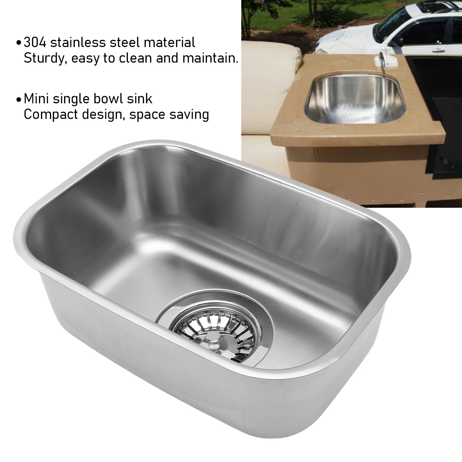 banapoy Lavabo Cucina con Lavello Bar Quadrato a Vasca Singola