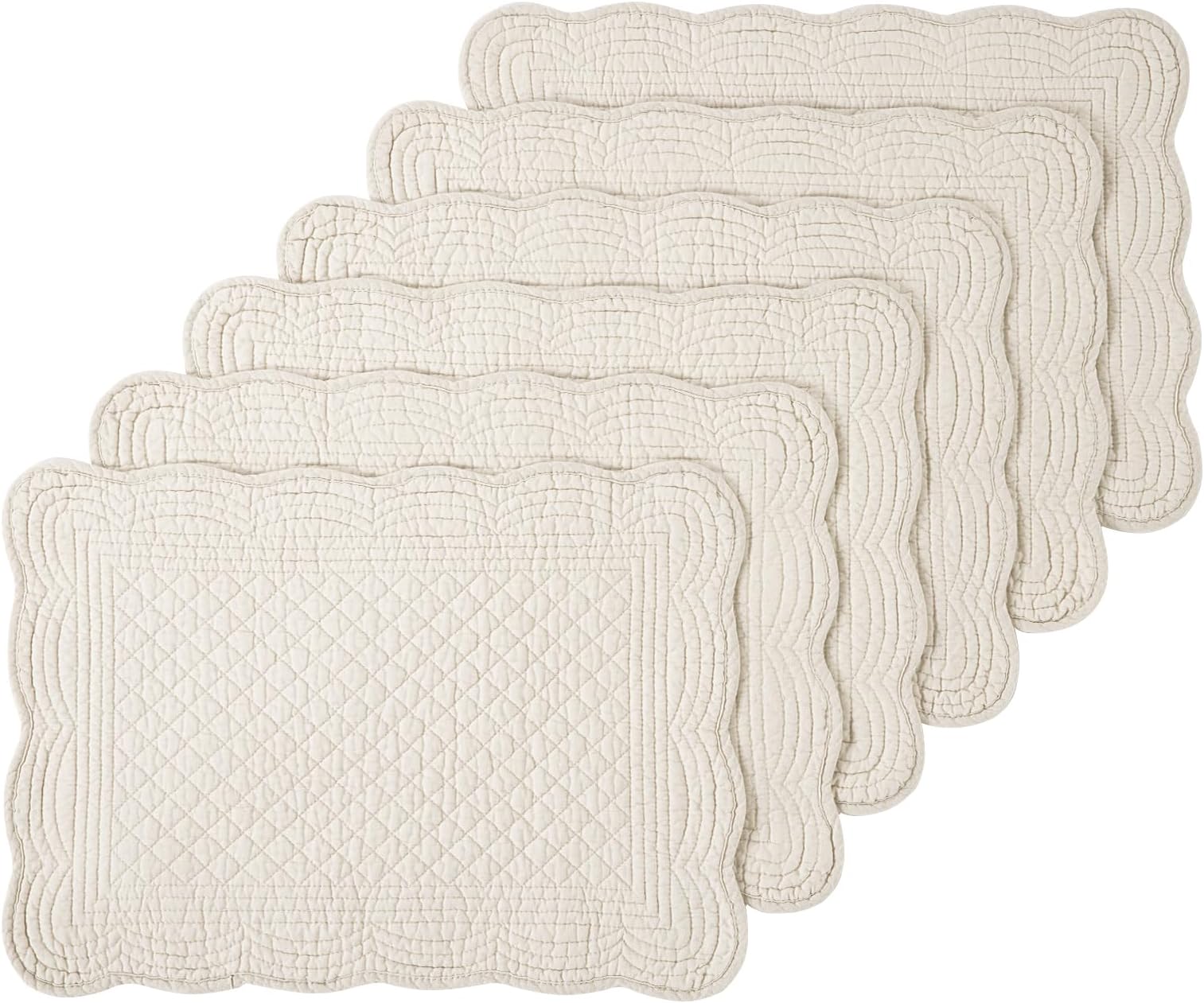 C&F Home Set of 4 Pcs, 13x19 Inches Quilted Scallop