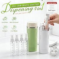 Vista 6 de Dispensador de viaje 4 en 1, botellas de viaje portátiles de 1.0 fl oz para artículos de tocador, a prueba de fugas, recipientes de tamaño de viaje