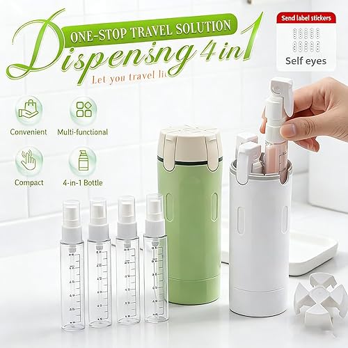 Miniatura 6 de Dispensador de viaje 4 en 1, botellas de viaje portátiles de 1.0 fl oz para artículos de tocador, a prueba de fugas, recipientes de tamaño de viaje