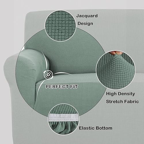 Miniatura 3 de Turquoize Funda elástica para sofá, 1 pieza, funda para sillón de sala de estar, fundas con tela jacquard y parte inferior elástica, protector de