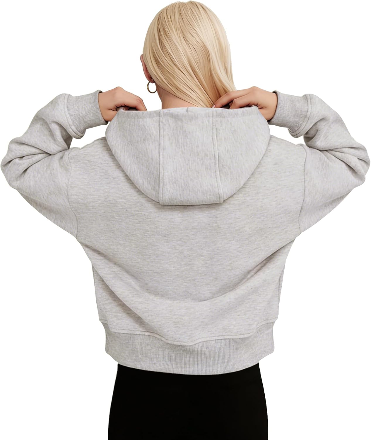 Women's Half-Zip Hoodie Casual Fleece Pullover with Pockets Oversized Fall Workout Sweatshirt - Image 4