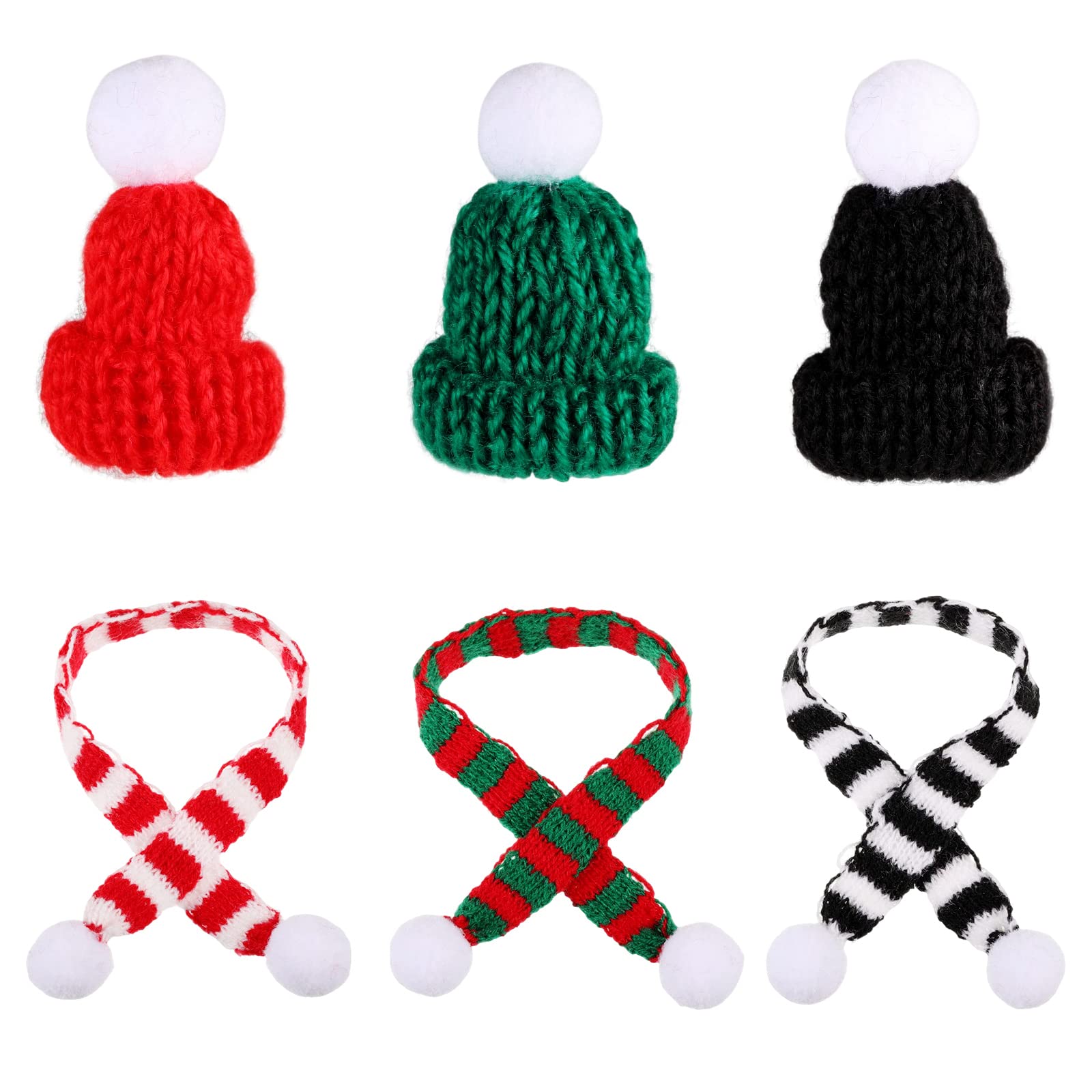 Wlertcop12 Pcs Mini Santa Hats Set Mini Hat Scarf Doll