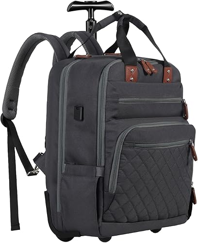 Bolsa de pañales oculta 2 en 1, mochila de viaje convertible con asa retráctil y ruedas ocultas, compartimento húmedoseco y almacenamiento de 3