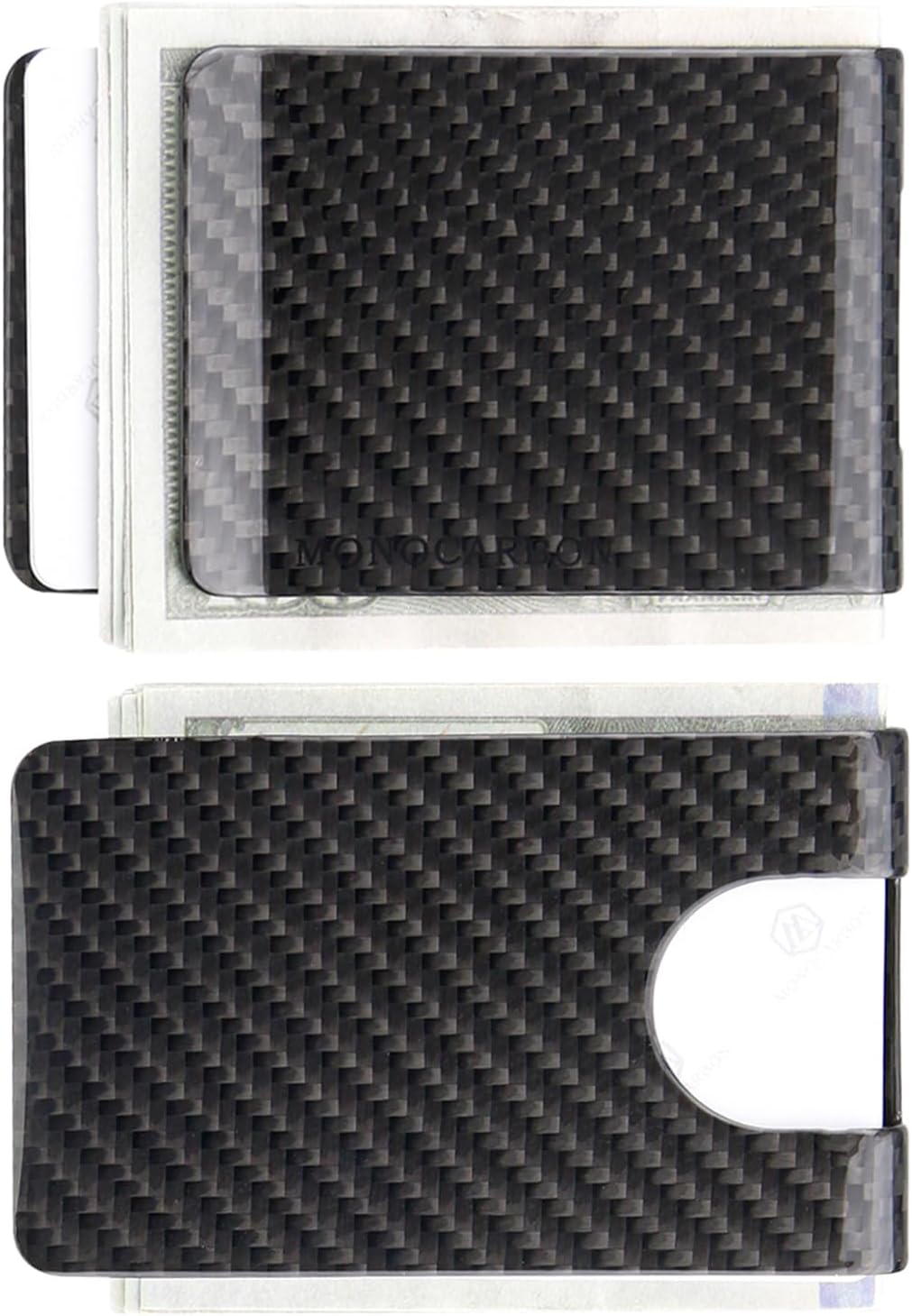 2in1 Carbon Fiber Money&Credit Card Clip,RFID Blocking Wide Credit Card&Cash Holder for Men Front Pocket