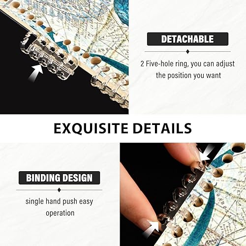 Miniatura 4 de Paquete de 2 cuadernos con rayas universitarias, diseño vintage de tortugas marinas y estrellas de mar, mapa de estrellas de mar, cuaderno en