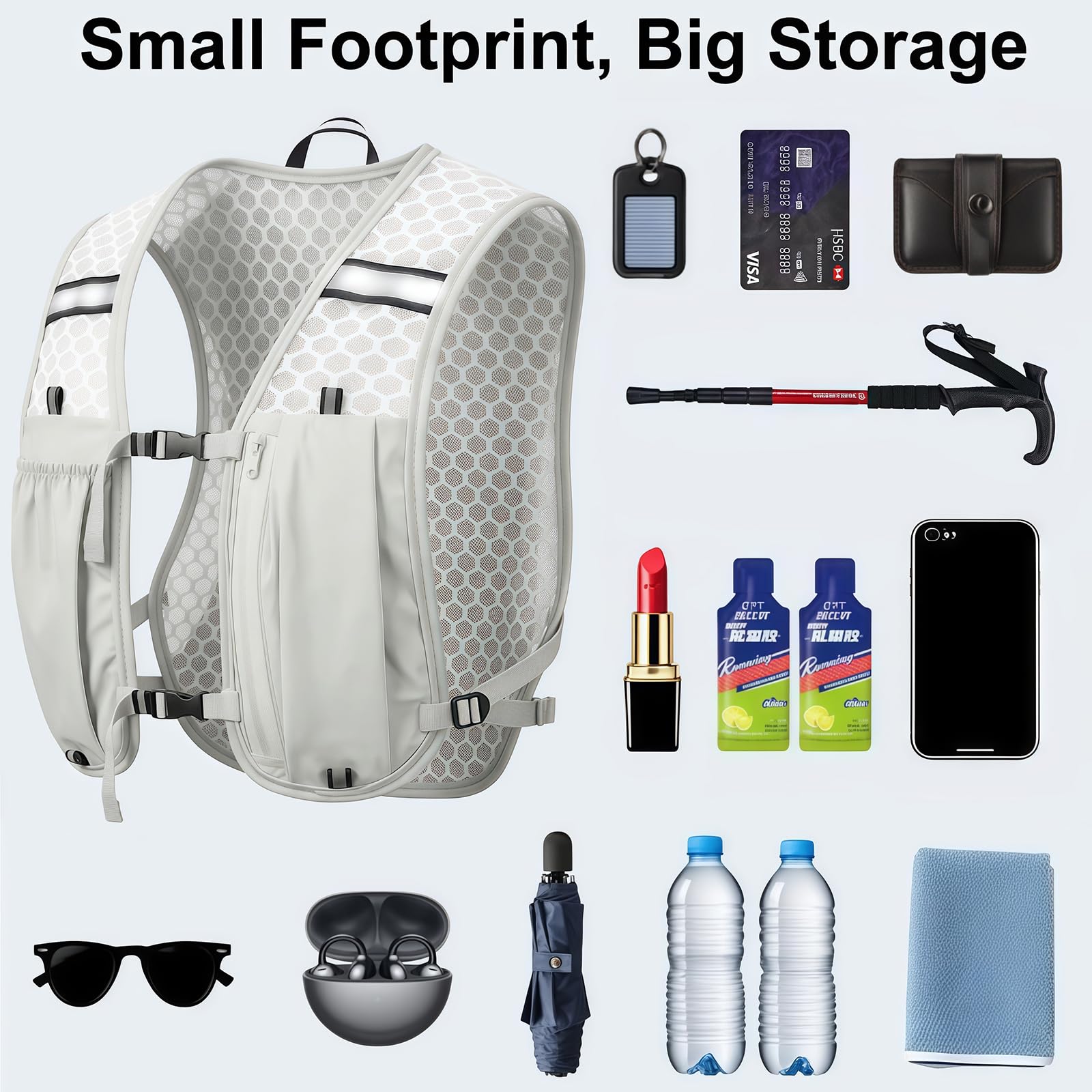 Running Hydration Vest Backpack - Lightweight & Breathable Running Vest Phone Holder for Women Men, 5L Hydration Pack for TrailRunning Hiking Cycling Marathon - 3