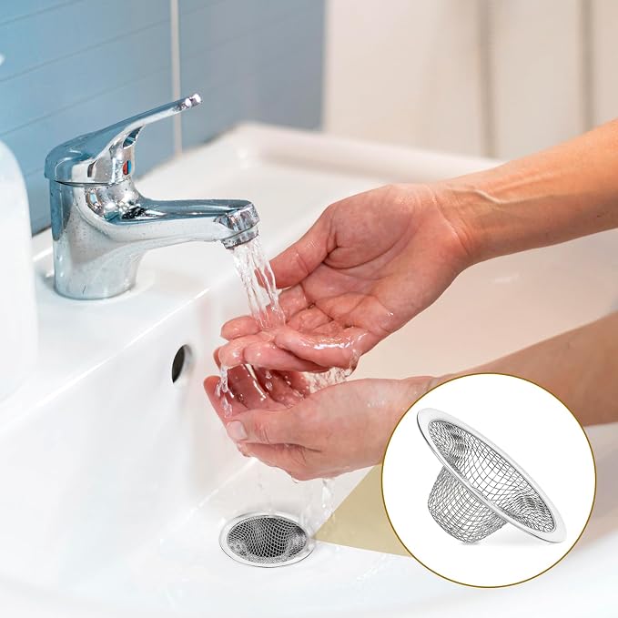 6 Coladores de Malla para Lavabo de Baño Acero Inoxidable miniatura 6