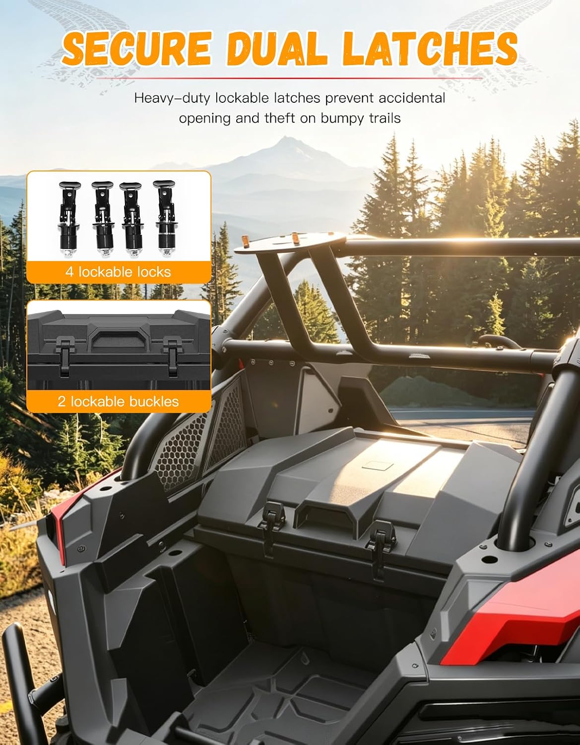 73QT Rear Cargo Storage Box for Polaris RZR XP 1000 XP4 1000 2020-2025, Waterproof UTV Cargo Box with Lockable Lid Heavy Duty Storage Case for RZR Accessories, Repalce #2883751