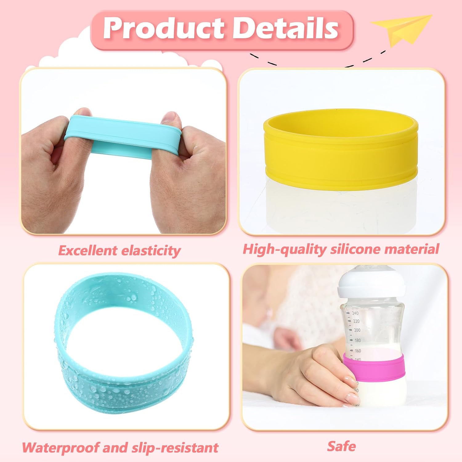8 Pc Baby Bottle Label Writable Bottle Band Daycare Bottle Label 8 Color image 3