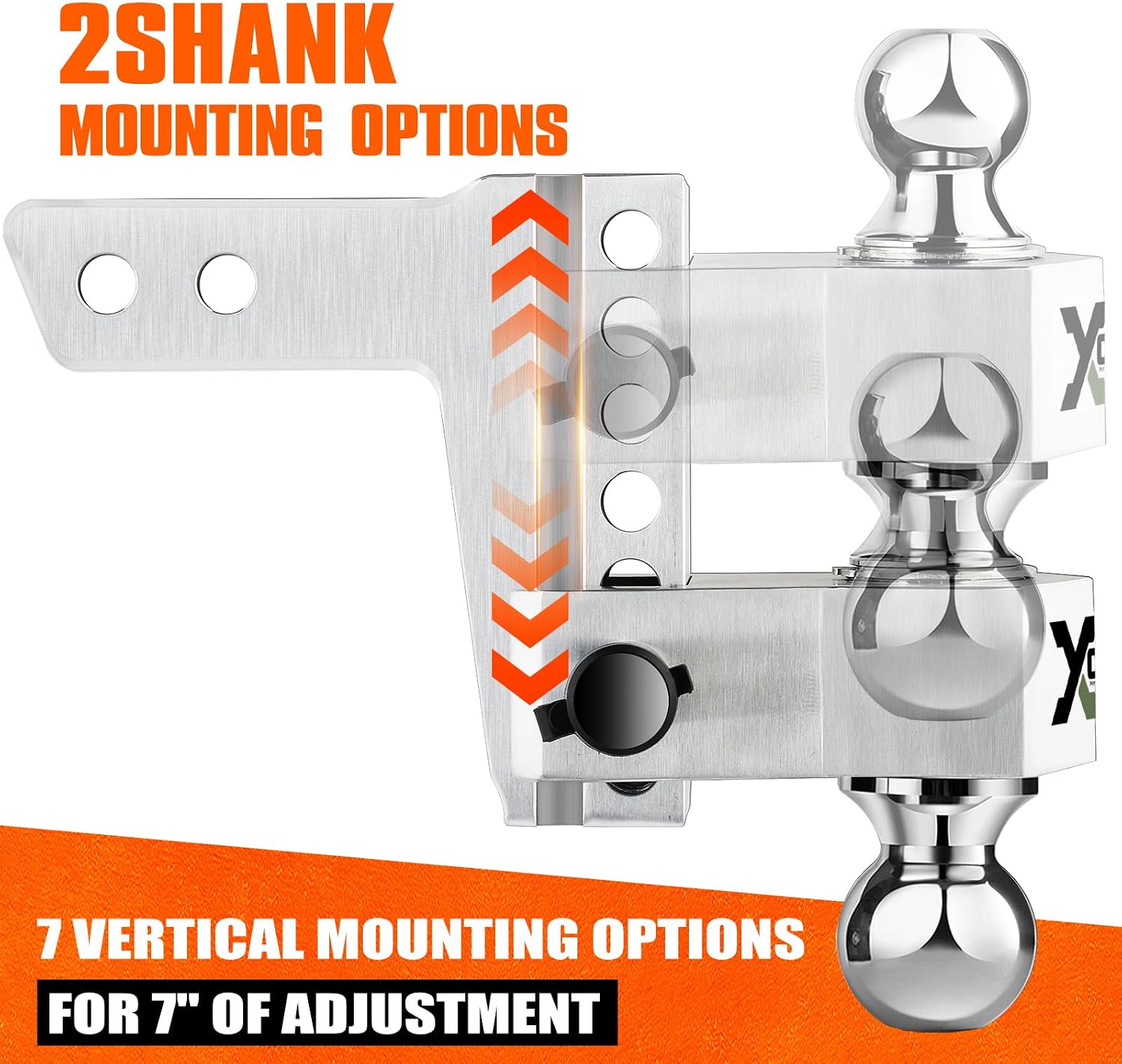 Adjustable Trailer Hitch, 8-inch Drop Tow Hitch Fits 2.5-inch Receiver,2 and 2-5/16 inch Balls, 18,500 LBS,Solid Tube Hitch with Anti-Theft Pin, SLV