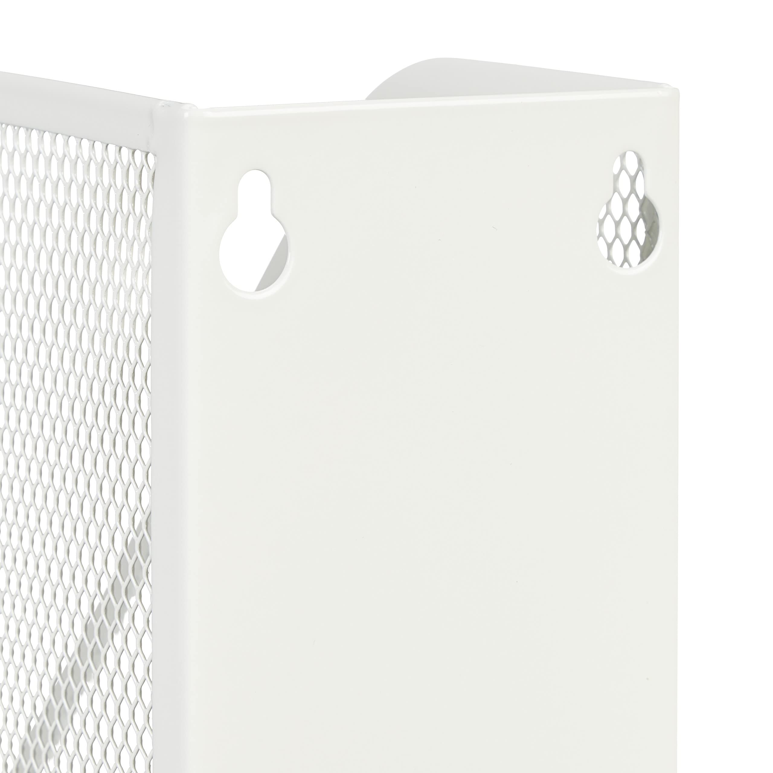 Relaxdays Archivador de Metal, DIN A4, 31,5x7x25 cm, Organizador de Pie Resistente, Diseño Malla, para Oficina, Blanco