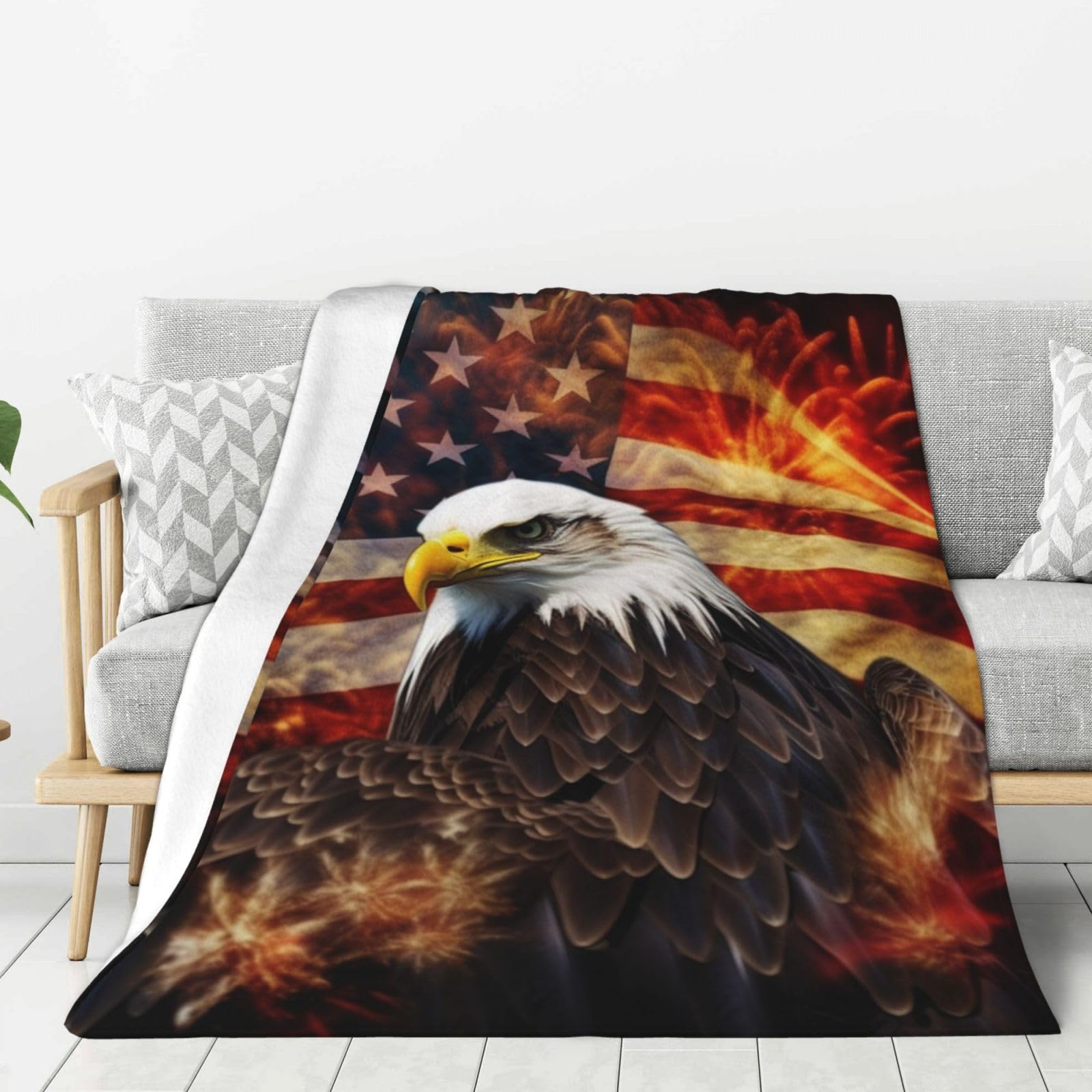 Couverture cannelle molleton doux drapeau américain fini les frissons
