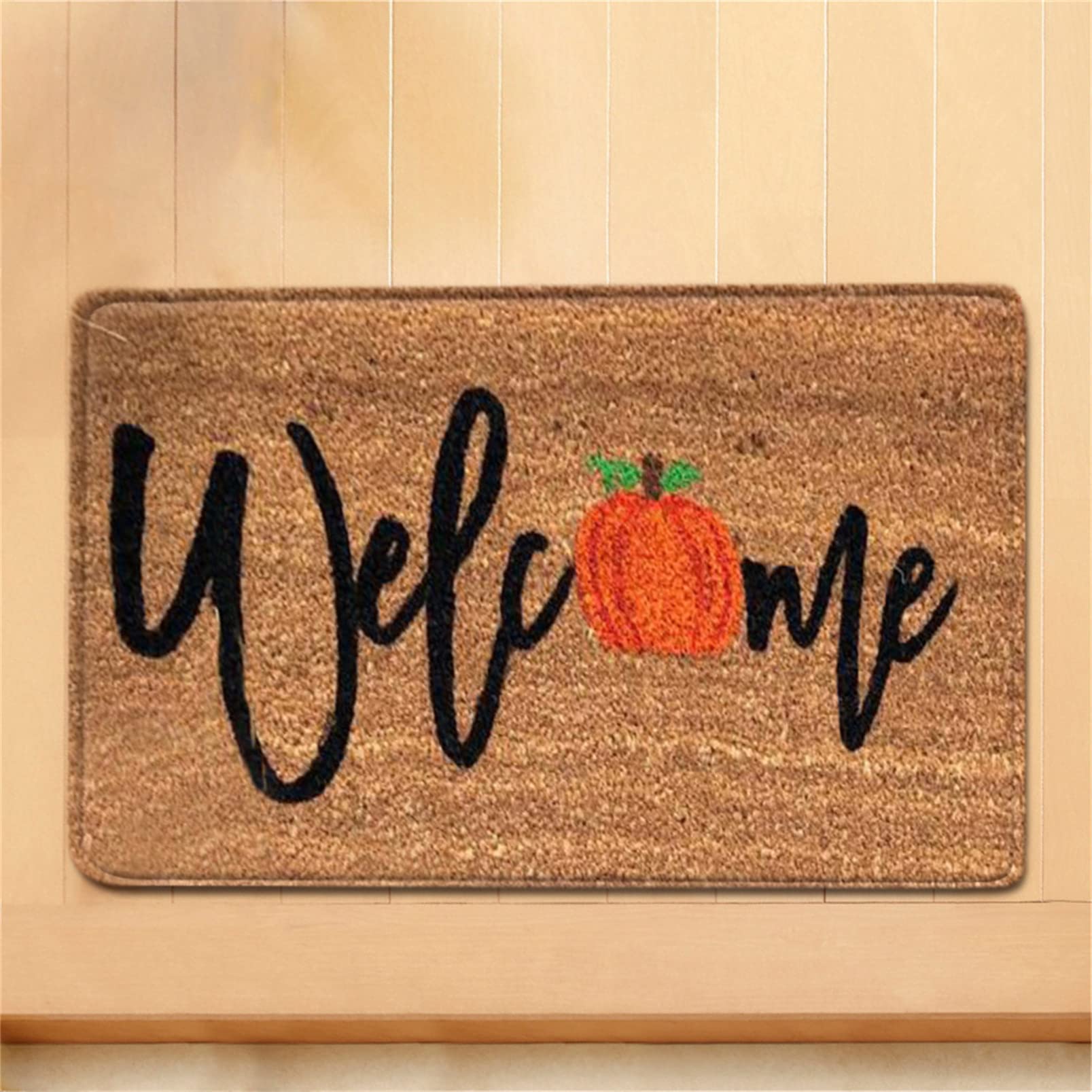 ALSA Halloween Welcome Doormat Waterproof Large Pumpkin Skull Carpet Heavy Duty Non-Slip Outdoor Rugs Front Door Mat for Home Entrance Outdoor Mat-Welcome