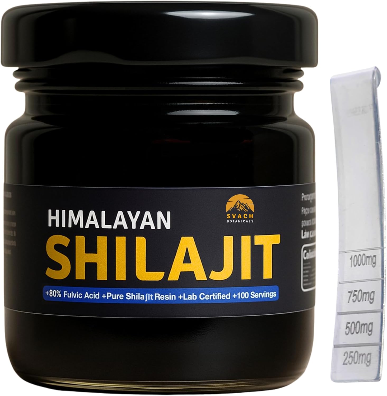Shilajit Resin - 40g (100 Servings) 80% Fulvic Acid- Lab Tested- Himalayan Gold Grade for Men & Women High Potency with 85+ Trace Minerals