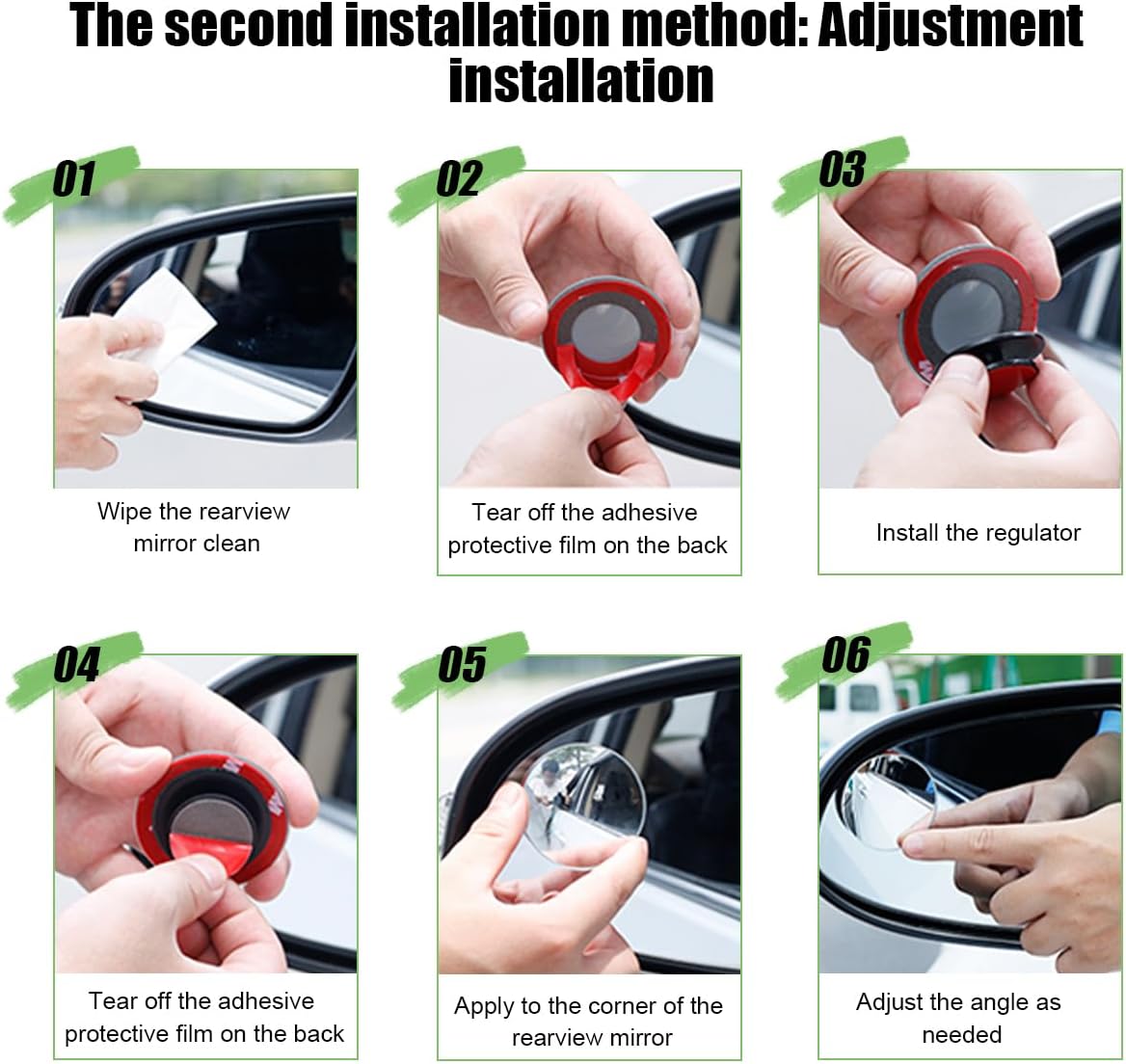 2PCS Car Blind Spot Mirror, 2" Round HD Glass Frameless Convex Wide Angle Vehicle Rear View Blindspot Mirror with Adjustable Bracket, Auto Exterior Accessories, Universal Fit