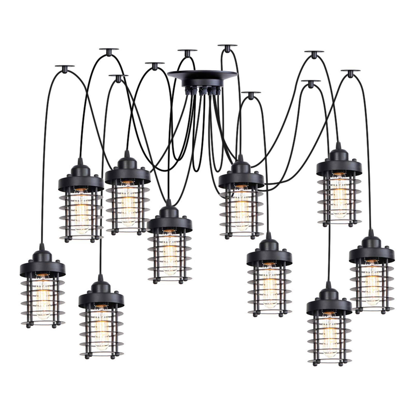 Lampes suspendues à faire soi-même lustre industriel plafonnier métal noir réglable