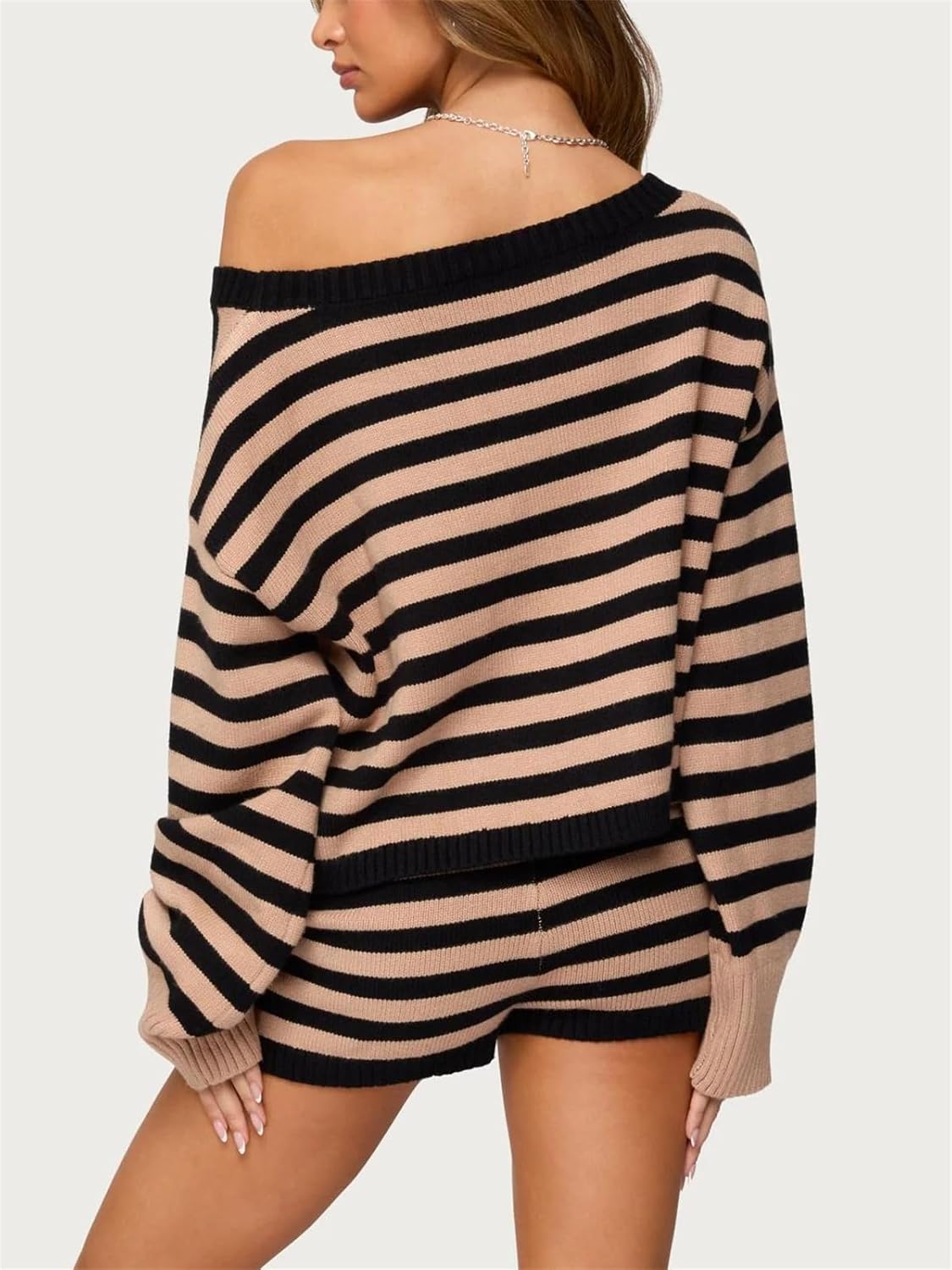 Women Striped Foldover Knit Shorts Y2k Fold Over Elastic Waist Lounge Mini Shorts Going Out Streetwear - Image 6