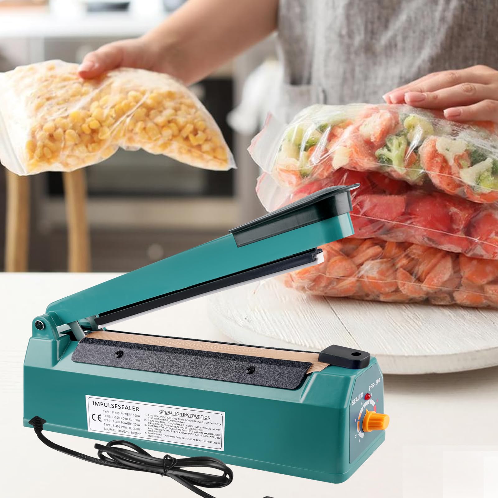 Bordeag Sellador Térmico De 200mm Sellador De Bolsas De Plástico Portátil, Máquina Selladora En Caliente Termoselladora Dispositivo De Sellado Selladora Bolsas De Plastico Para Bolsas De Pp Y Pe