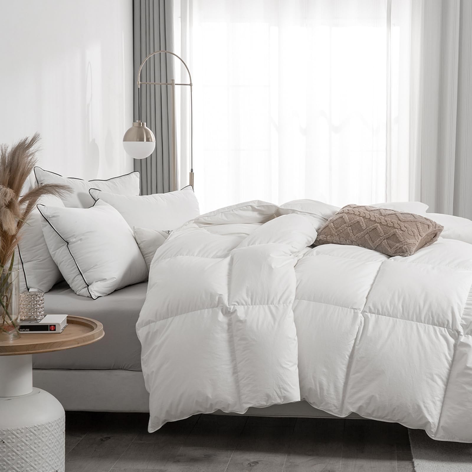 APSMILE Couette en Duvet et Plume Naturelle 4 Saisons Tempéré pour 2 Personne Couverture Chaude Légère 240 x 260 cm Confortable