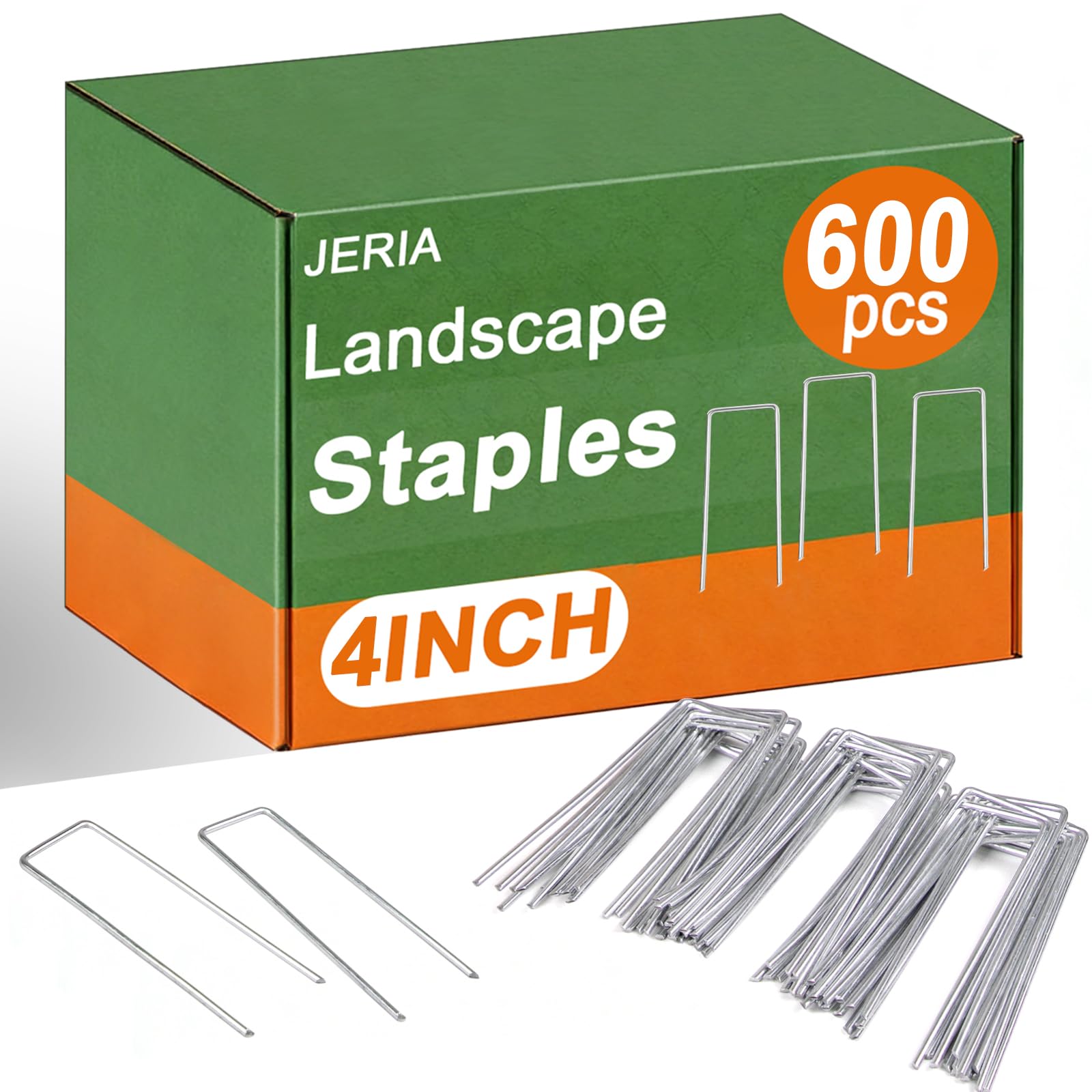 JERIA Lot de 600 piquets de jardin galvanisés en forme de U de 10,2 cm