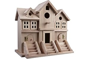 9.5" Unpainted Wooden Birdhouse with Fence by Make Market