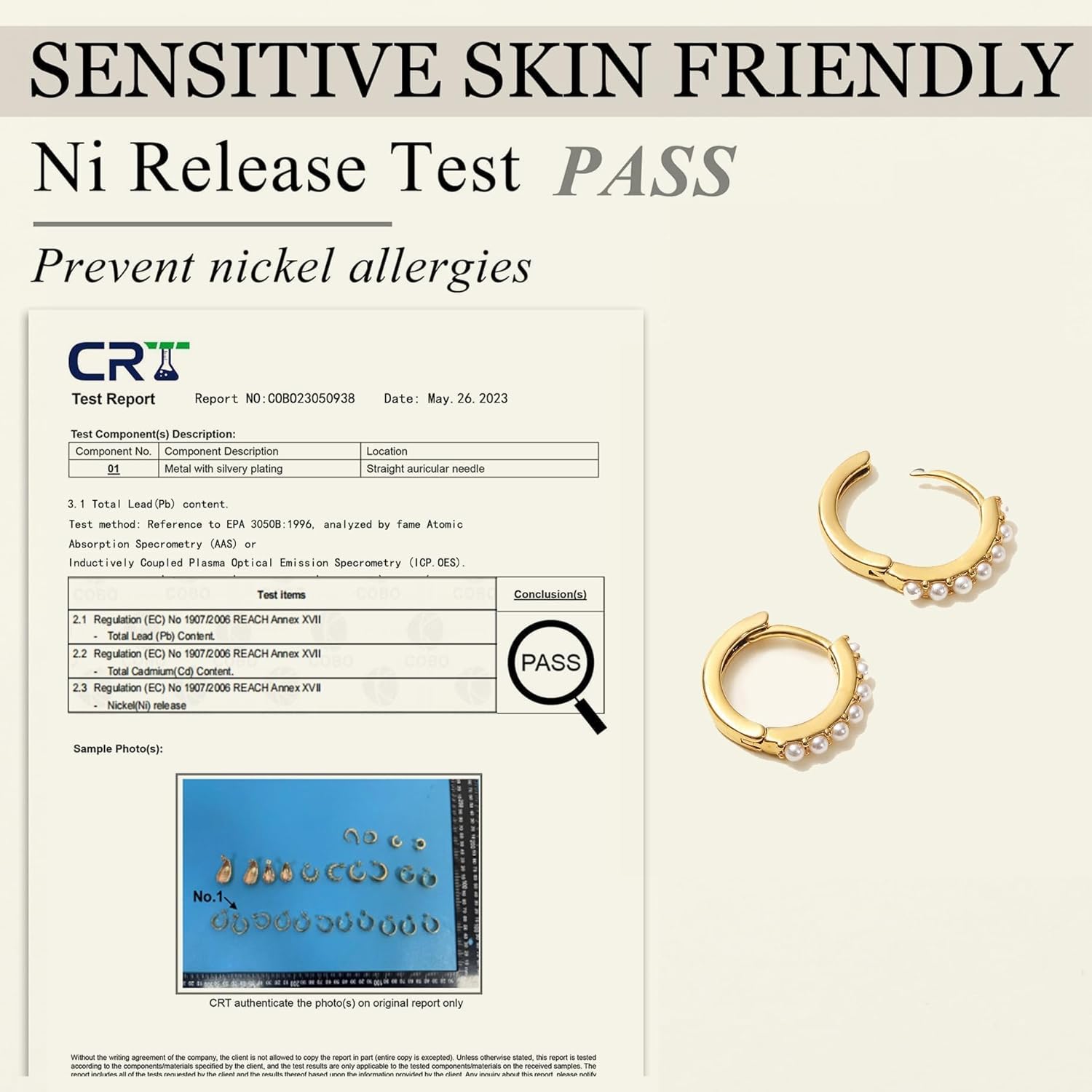 Gold Pearl Hoop Earrings for Women | 18K Gold Huggie Dangle Earrings | Lightweight Small Hoop Earrings - Image 7