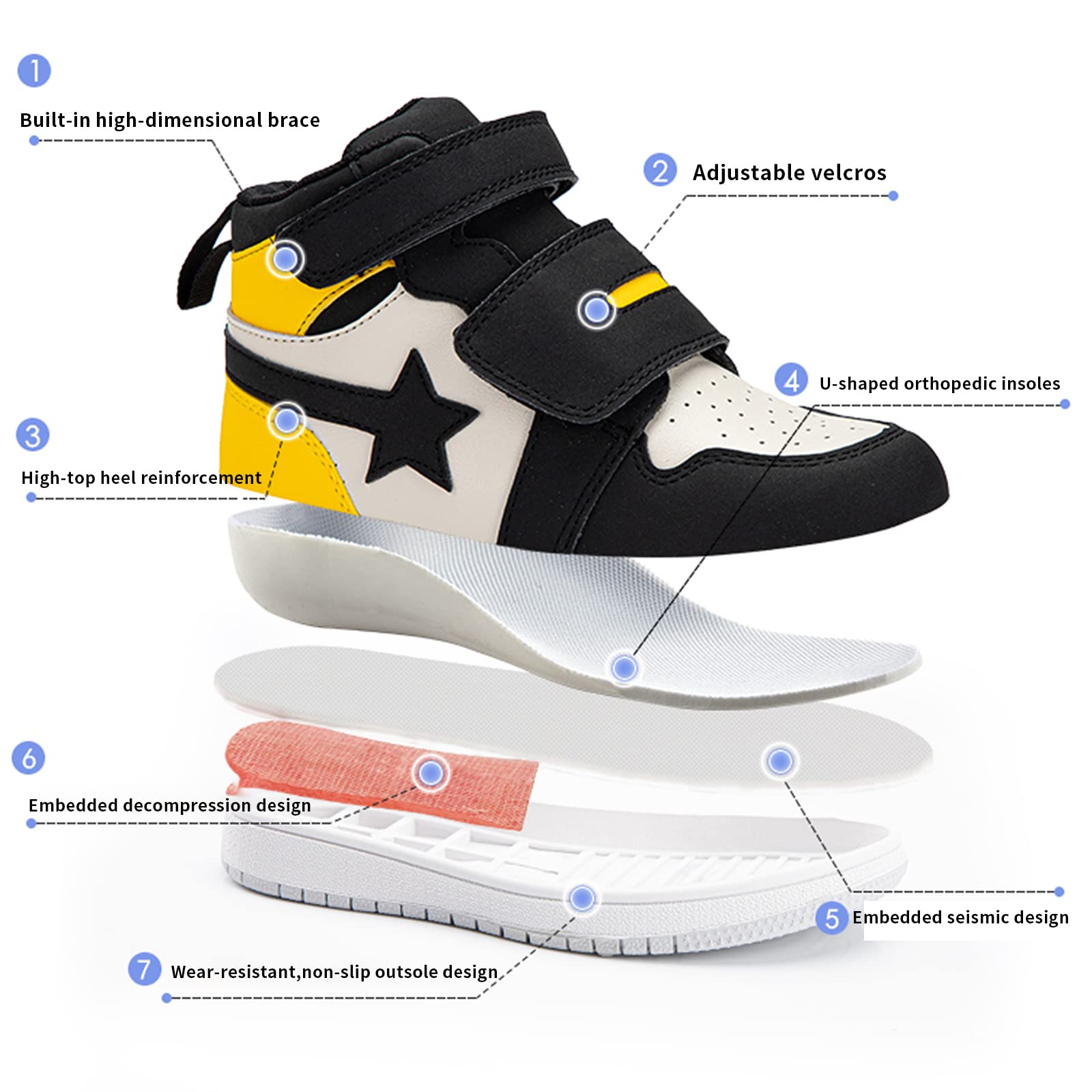 Zapatos ortopédicos para niños y niños pequeños,Zapatillas de Apoyo para el Arco y el Tobillo para niños,Ideales para Corregir y prevenir los pies Planos y los pies Varus/Valgus
