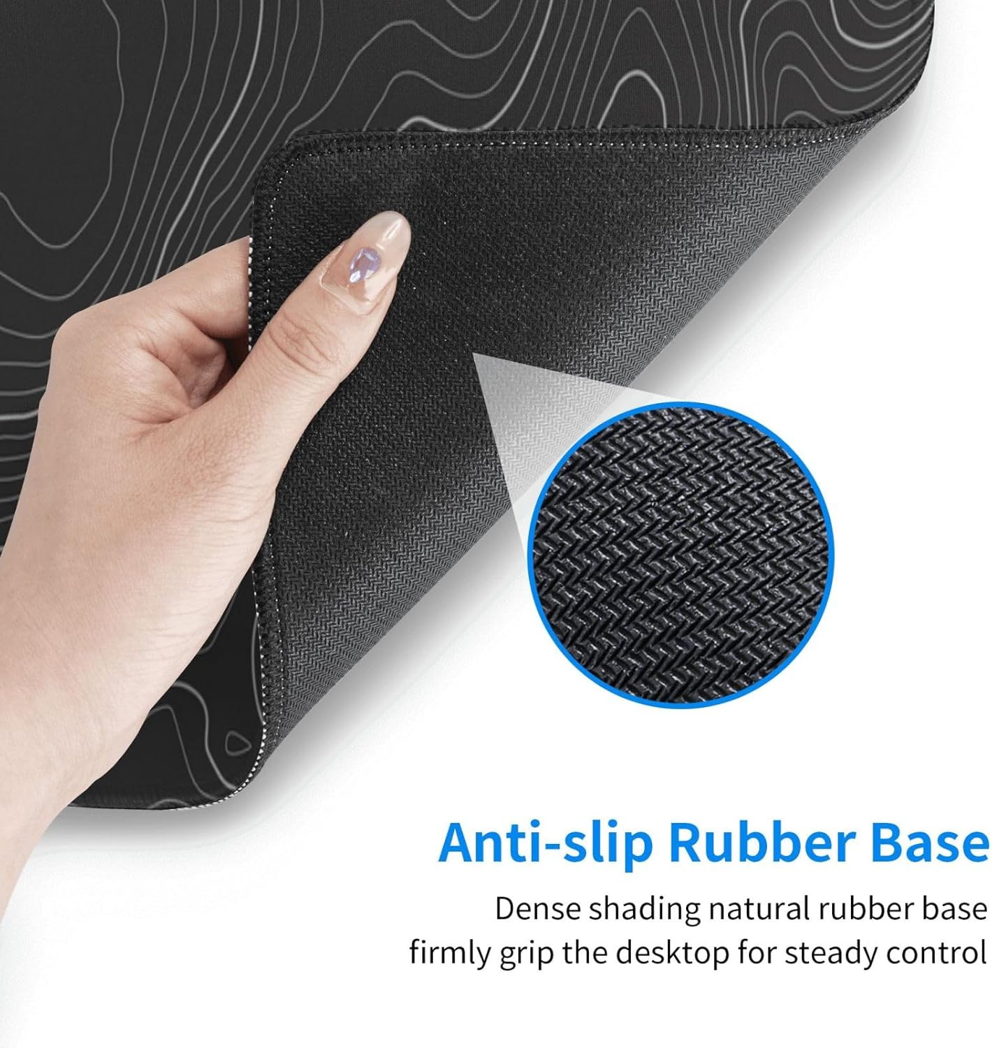 Topographic Contour Extended Big Mouse Pad Large,Gaming Mouse Pad Desk Pad,31.5×11.8 Inch Long Computer Keyboard Mouse Mat Mousepad with 3mm Non-Slip Base and Stitched Edge for Gaming and Office - Image 4