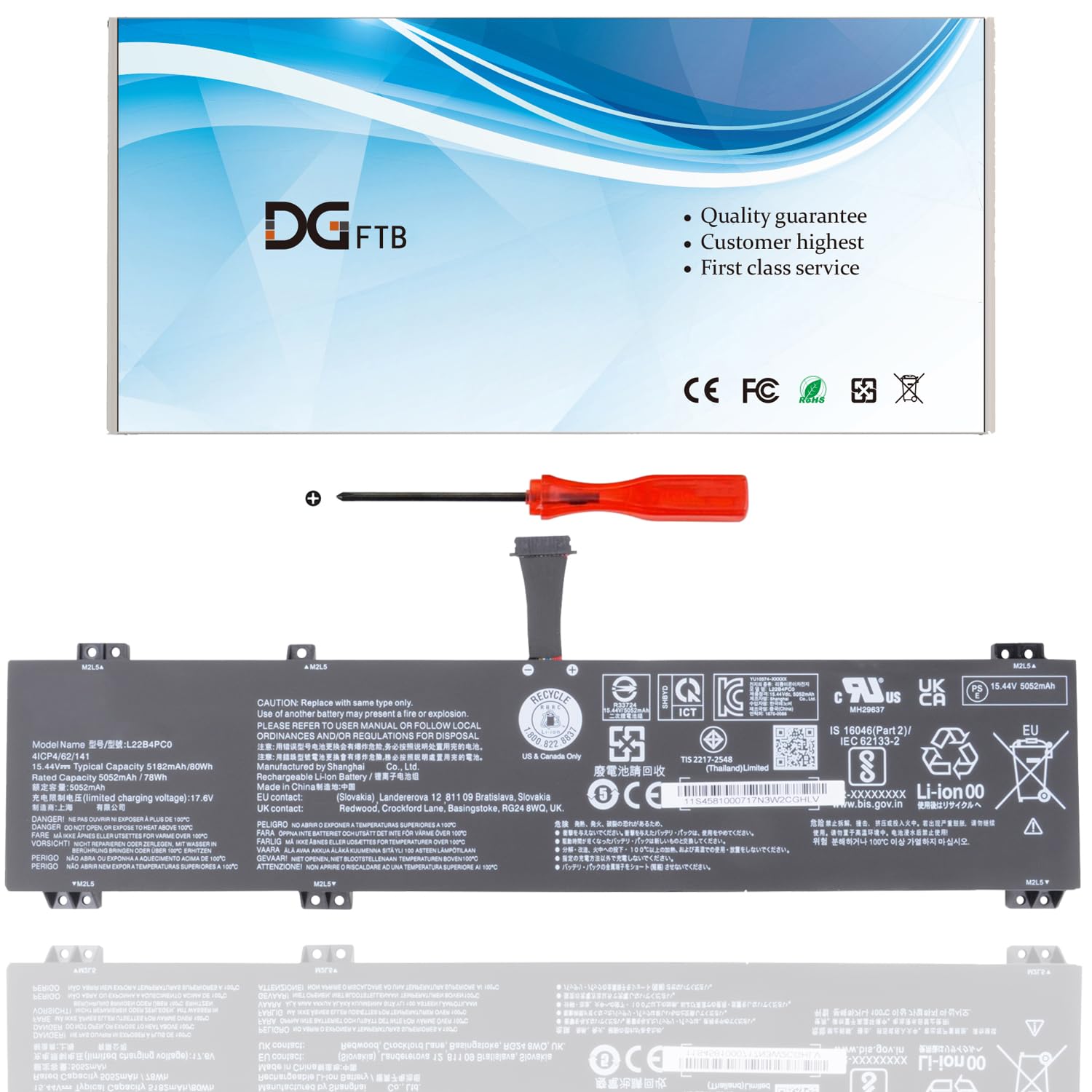Batterie Remplacement Pour Lenovo ThinkBook/Legion Pro - 15,44V 80Wh - Compatible L22C4PC0, L22X4PC0, Etc.
