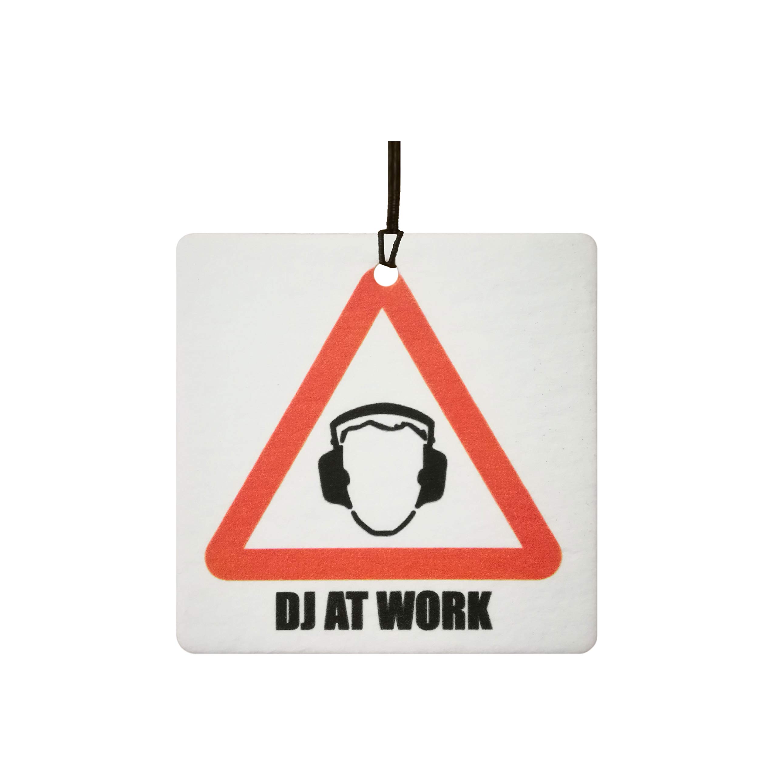 DJ At Work Car Air Freshener (Funny Road Signs/Fun Birthday/Xmas Christmas Stocking Filler/Secret Santa/Novelty Scented Gift)