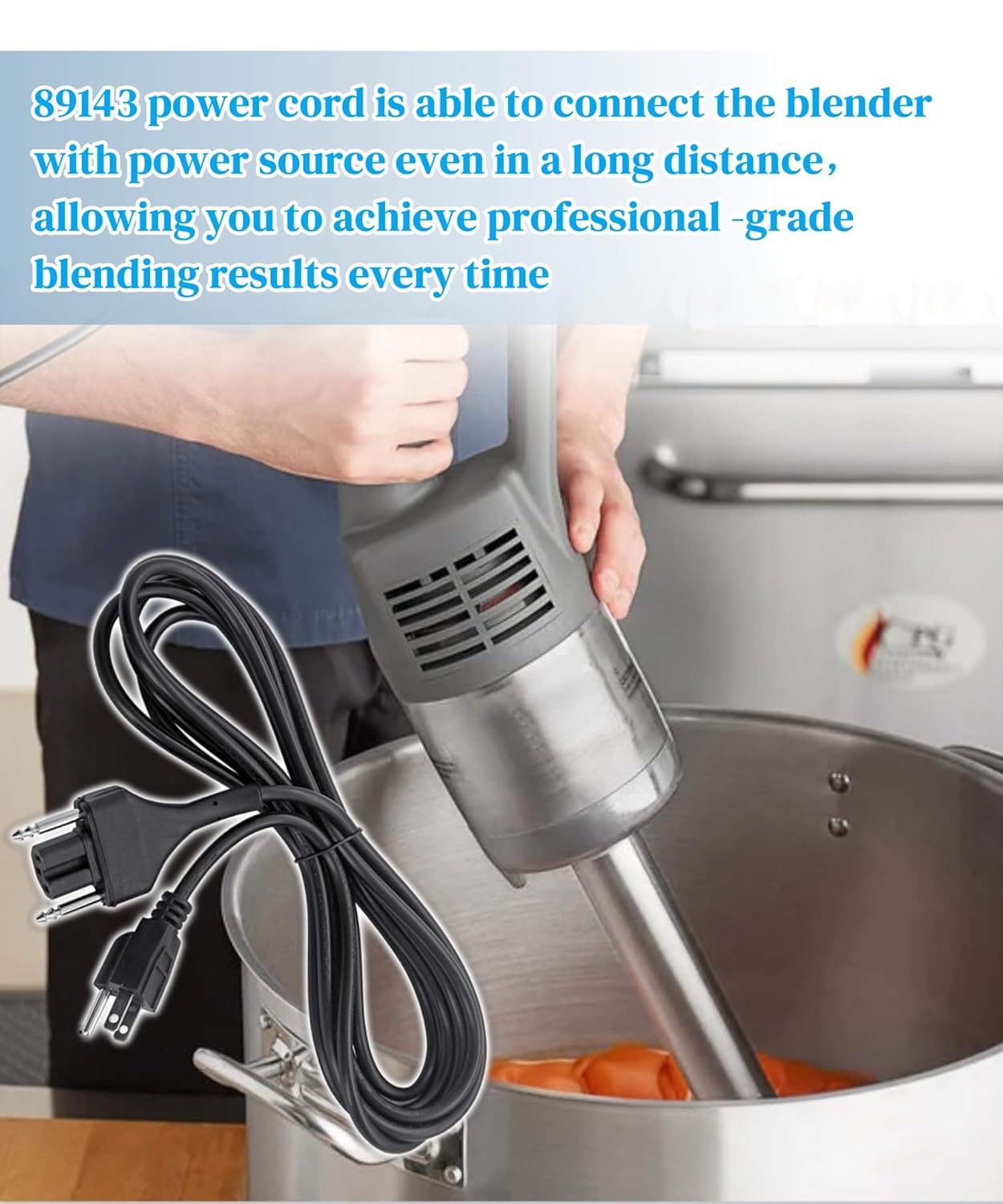 89143 Extended Blender Power Cord Replacement Parts Fits for Robot Coupe MP Series MP350 MP450 MP550 MP600 MP800 Immersion Blender,150’’